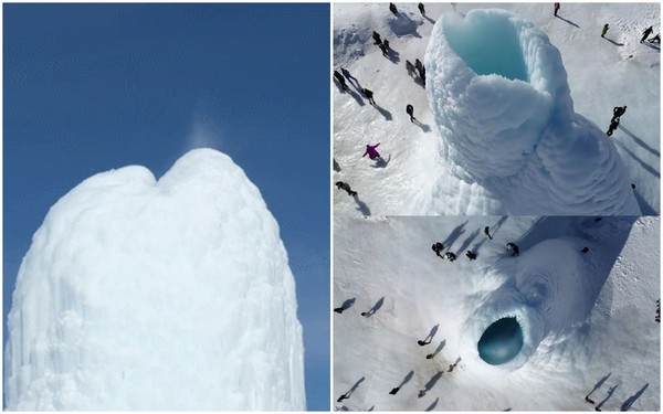 "14m?" 땅에서 솟구친 '얼음 기둥'의 정체